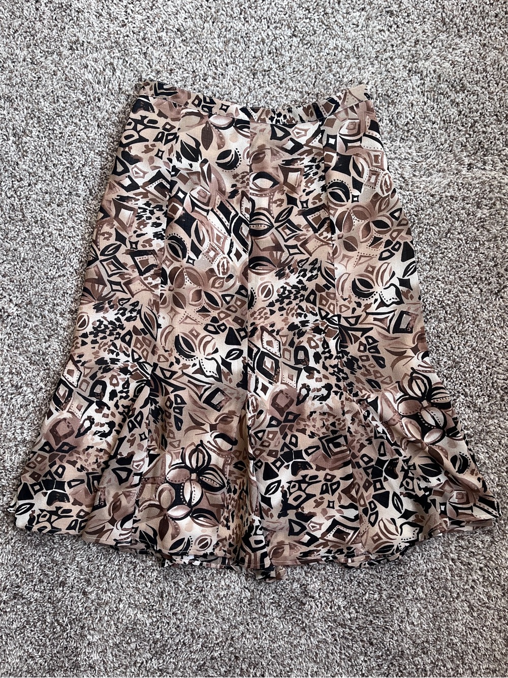 Koret Multicolor Brown & Black Printed A-Line Skirt